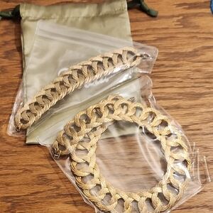 Gold Braided WOVEN Necklace and Bracelet